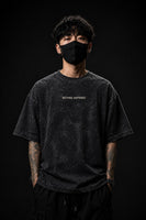 NOTHING HAPPENED - 240 GSM Black Crackle Acid-Wash Oversized Tee