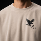 CROW DISSOLVE - 240 GSM Sand Beige Acid-Wash Oversized Tee
