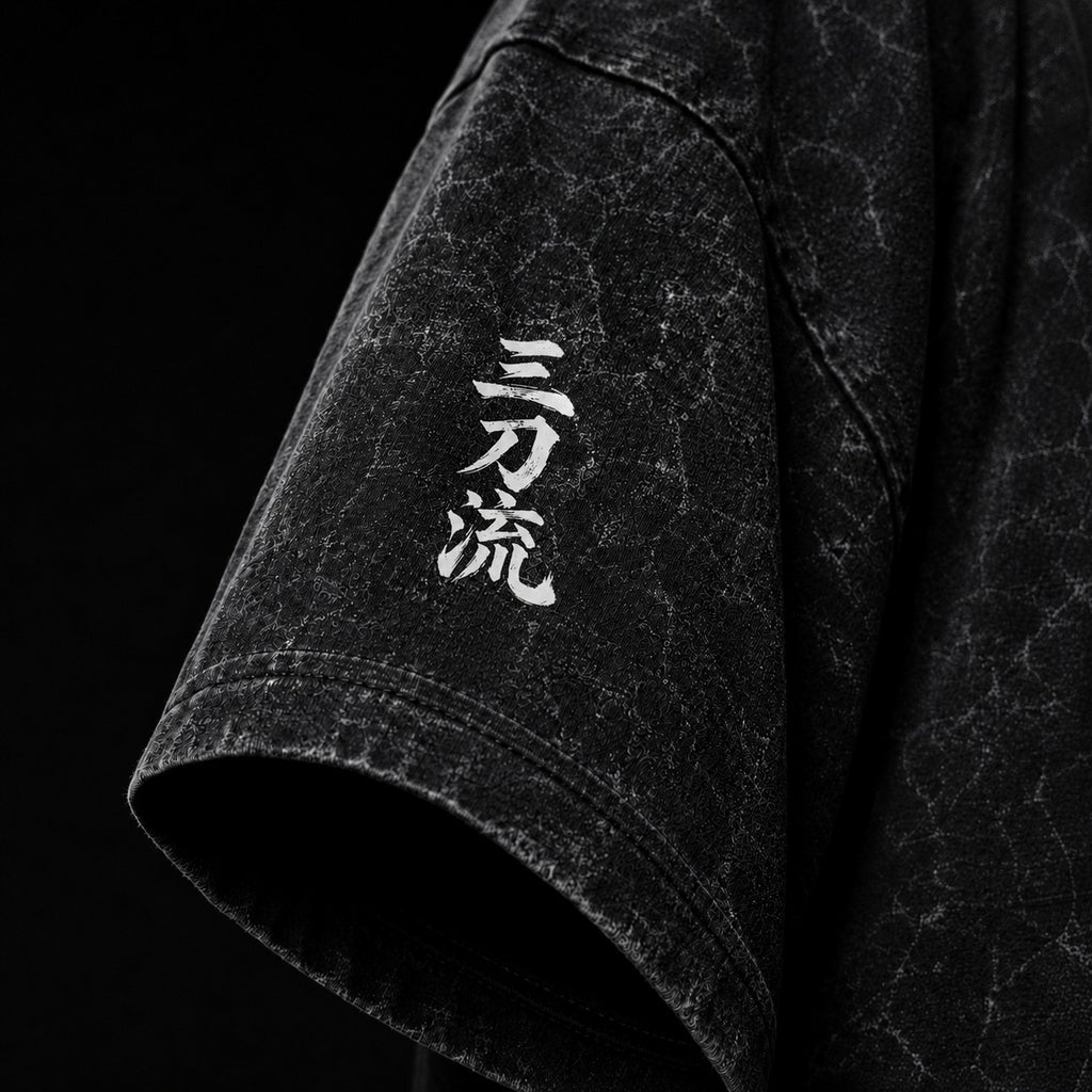 NOTHING HAPPENED - 240 GSM Black Crackle Acid-Wash Oversized Tee